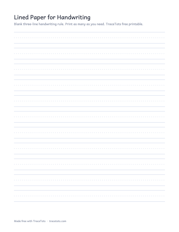 Preview of the Lined Paper for Handwriting Practice printable worksheet