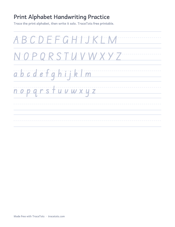 Preview of the Printable Handwriting Practice Sheets printable worksheet